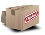 Carton avec étiquette "fragile".